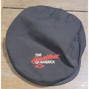 Vintage 90's Hat The Heartbeat Of America Chevrolet Gatsby Newsboy  Black Cap